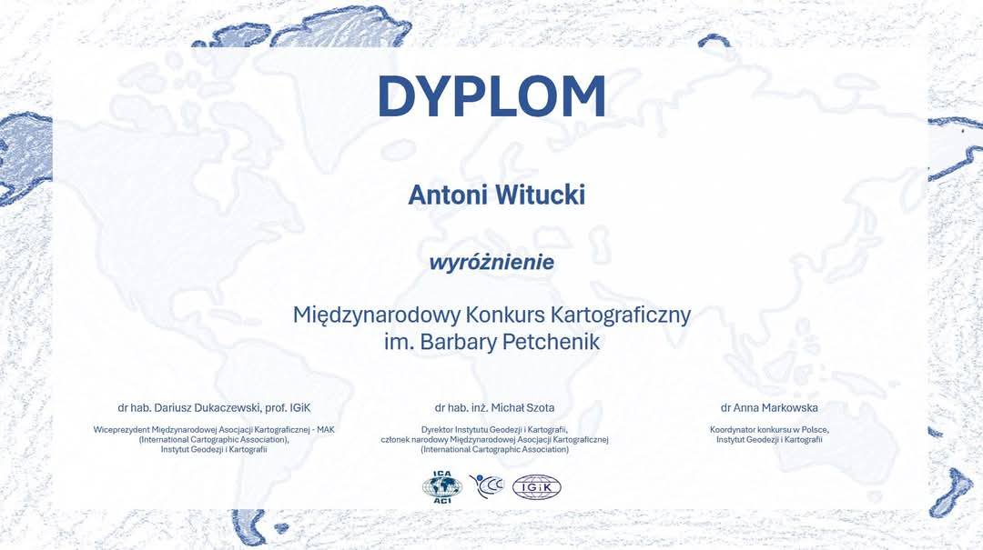 Wyróżnienie w Międzynarodowym Konkursie Kartograficznym